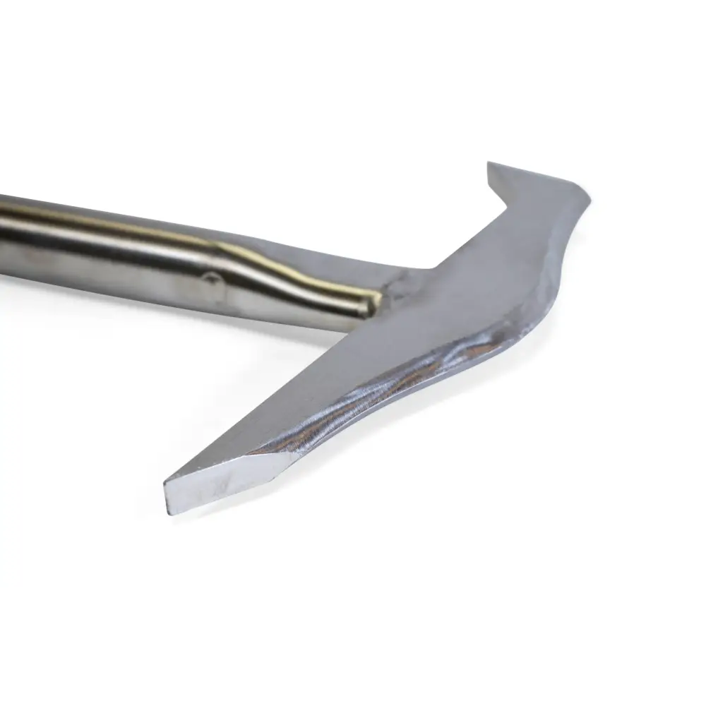 Stainless steel stitch hook with curved tip for versatile prying and lifting tasks