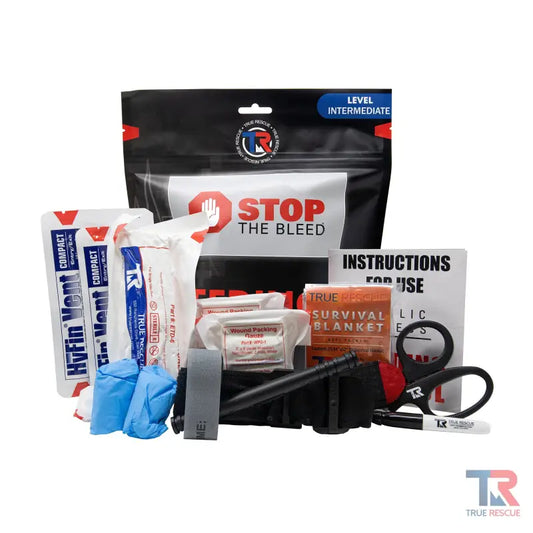 STOP THE BLEED Bleeding Control Kit with medical supplies and hemostatic dressing