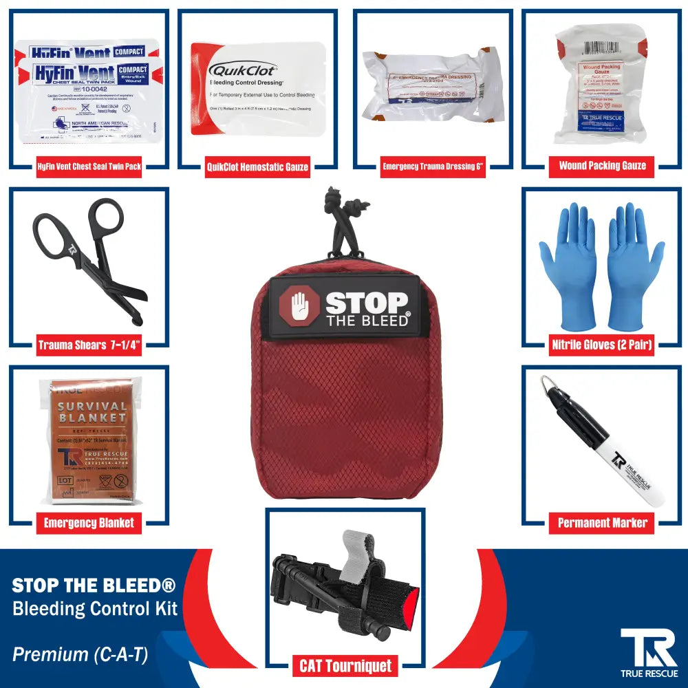 STOP THE BLEED Bleeding Control Kit - Premium (C-A-T®) with QuikClot / Black - Bleeding Control Kit