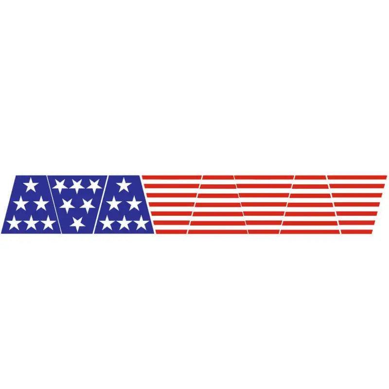 Stylized American flag reflective design on elongated banner for helmet packaging