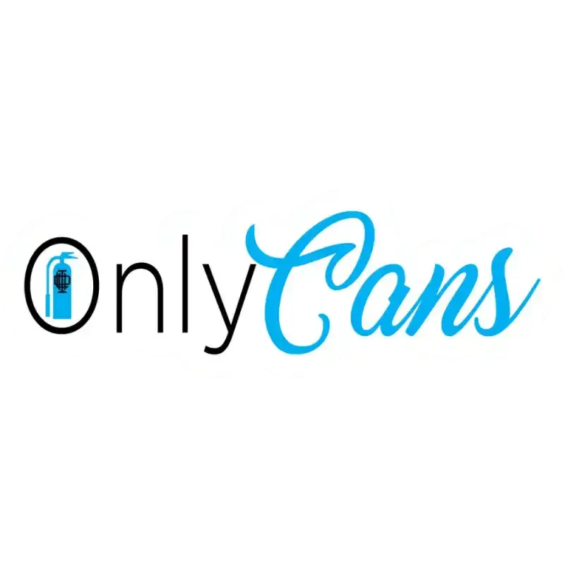 Stylized OnlyCans logo in black and blue for cans stickers supporting first responders