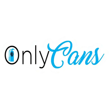 Stylized OnlyCans logo in black and blue for cans stickers supporting first responders