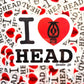 Stylized I Love Head sticker design with lantern symbol in heart for stylish expression