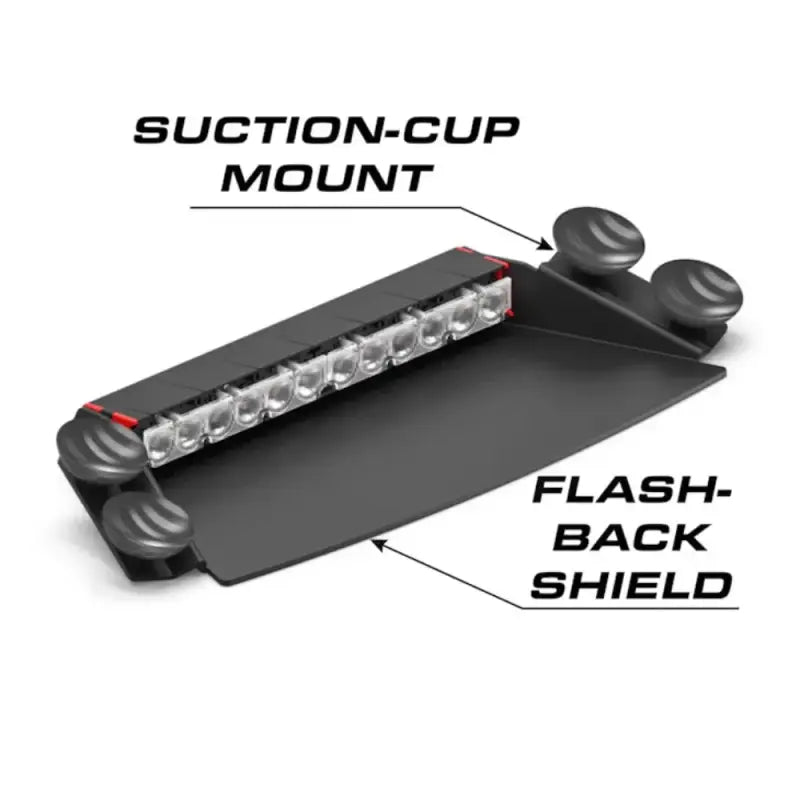 Suction-cup mounted Fusion-S 2X Dash Light with pattern capable flashback shield