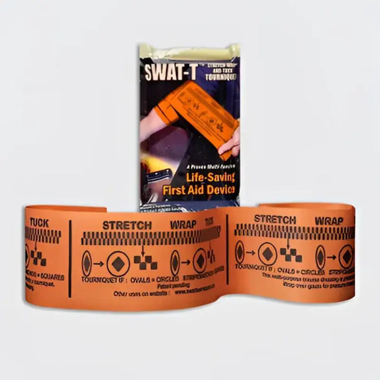 SWAT-T tourniquet and bandage from Intermediate Bleeding Control Pack for first responders