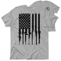 Rifle Flag Safety Yellow T-Shirt with gun-themed American flag design