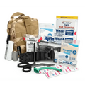 Tactical first aid kit with medical supplies in Scherber Premium IFAK tan MOLLE pouch