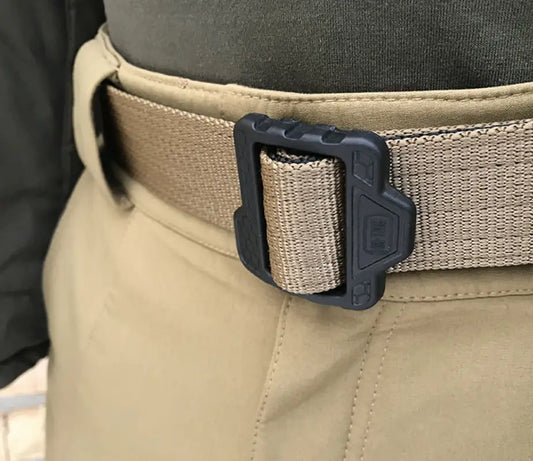 Tactical Belt Hex with black buckle on khaki webbing from M-Tac Double Duty collection