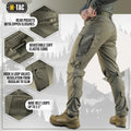 Olive green M-Tac Tactical Pants Conquistador Gen I Flex with zippered pockets