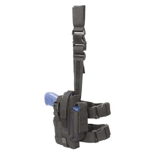 Black Tactical Thigh Holster with adjustable straps for large frame autos