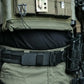 Tactical duty belt with holstered firearm and pouches in Ranger Green color