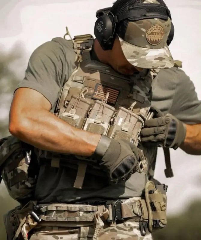 Tactical gear with body armor, medical kit, and gloves from Crusader 2.0 Redemption Tactical