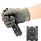 Tactical gloved hand gripping Warrior LT-G5, a long throw tactical flashlight