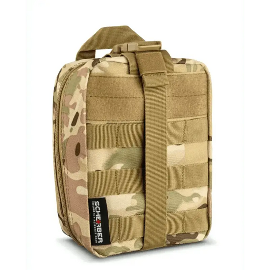 Tactical medical pouch in desert camouflage with MOLLE webbing - Scherber Premium IFAK