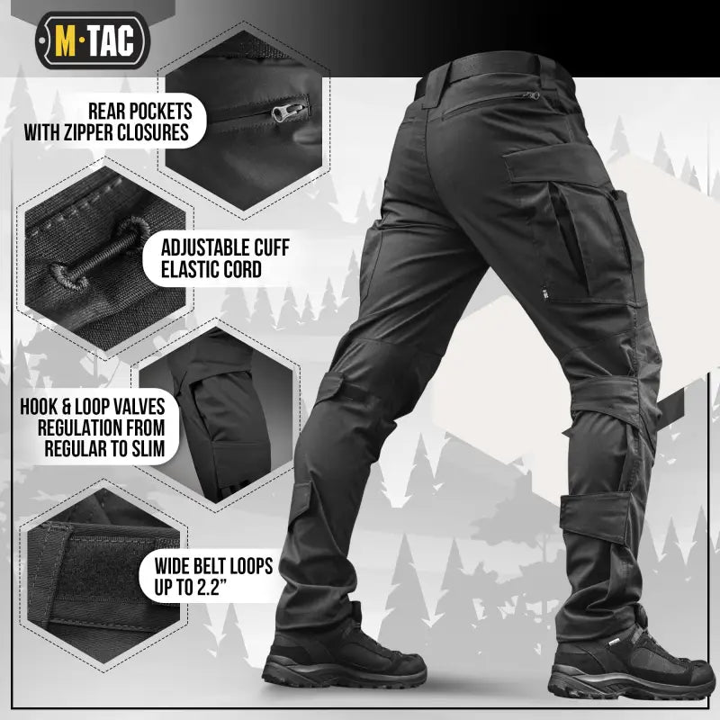 M-Tac Tactical Pants Conquistador Gen I Flex with zippered pockets and adjustable cuffs