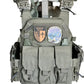 Tactical olive drab body armor with pouches and patches from Redemption Tactical Level IIIA