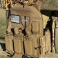 Tactical vest with pouches and patches from CRUSADER 2.0 armor large size body armor by Redemption Tactical