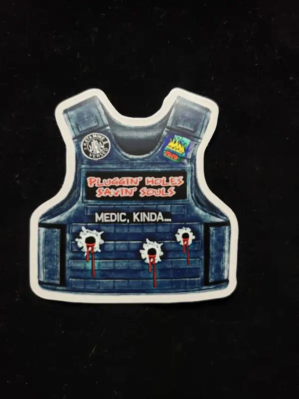 Tactical vest patch with bullet holes and blood spatter design from Bullet Proof Medic