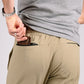 Tan athletic pants with wallet featuring Carrier Traveler Joggers and concealed carry design