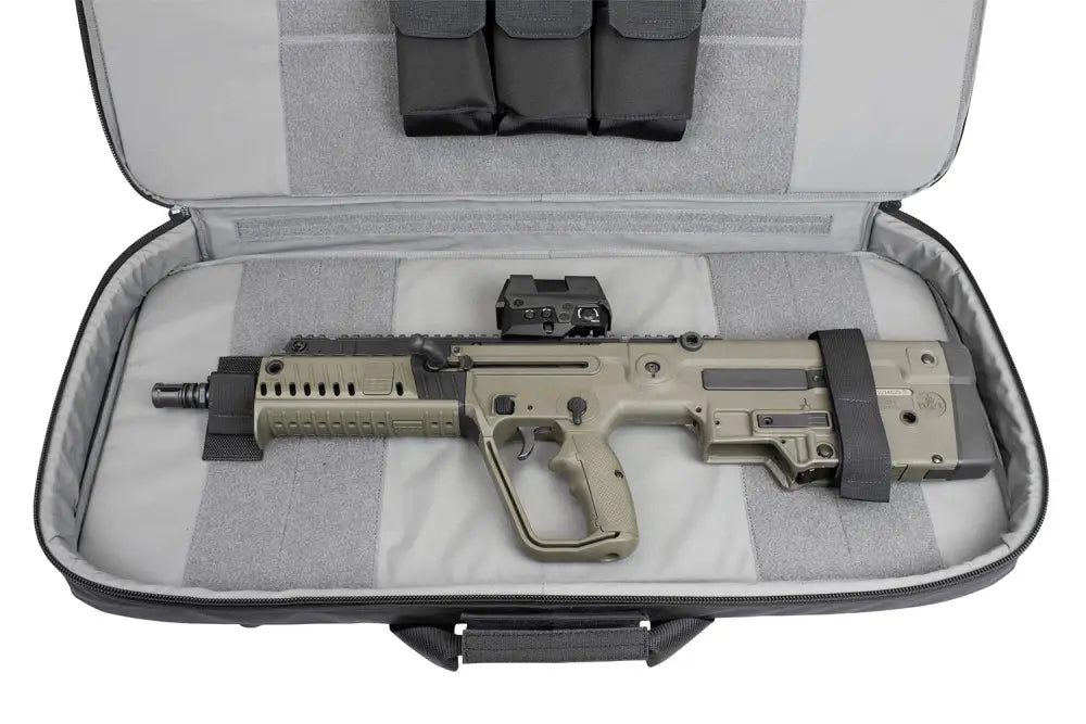 Tan IWI Tavor X95 in Covert Operations Discreet Bullpup Rifle Case with closed cell foam