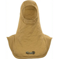 Tan firefighting hood with Bartact logo, part of PGI Barriaire Gold Particulate Hood