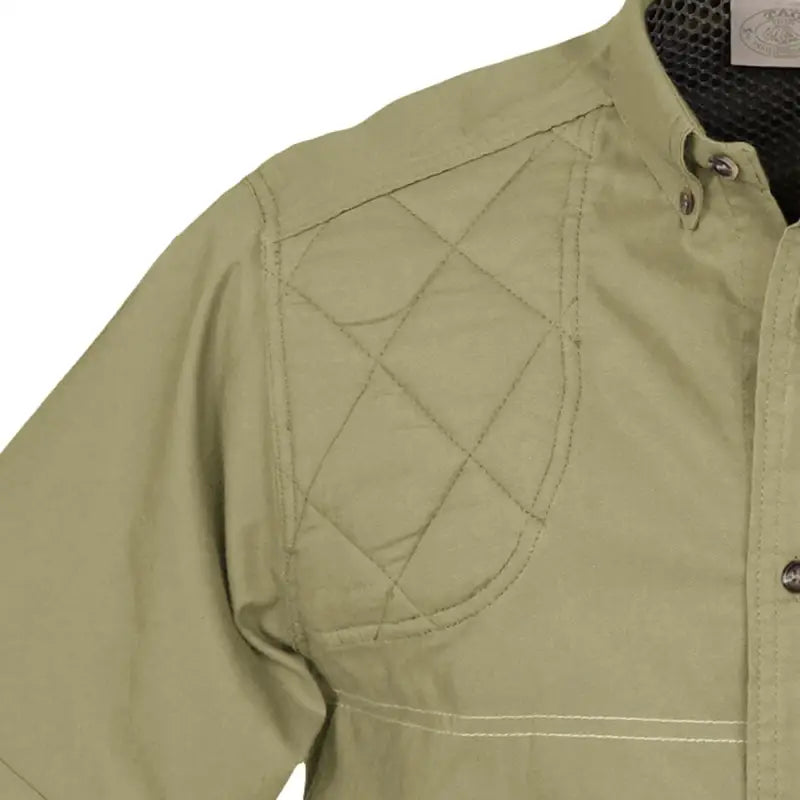 Tan quilted shooting jacket with shoulder padding for men’s Clay Bird Shirt