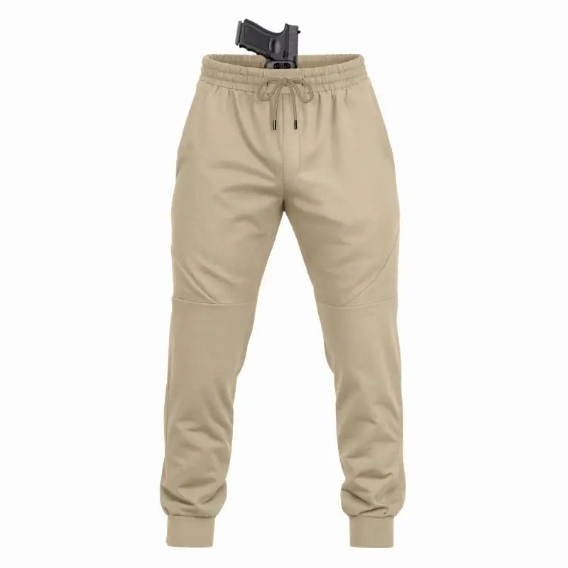 Tan Carrier Traveler Joggers with concealed carry and carrier retention waistband for safety