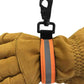 Tan Heavy Duty Firefighter Glove Strap with Orange Reflective Trim and Black Clip Attachment