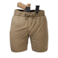 Tan Carrier Shorts Mk.II with concealed firearm for discreet concealed carry by Arrowhead Tactical Apparel