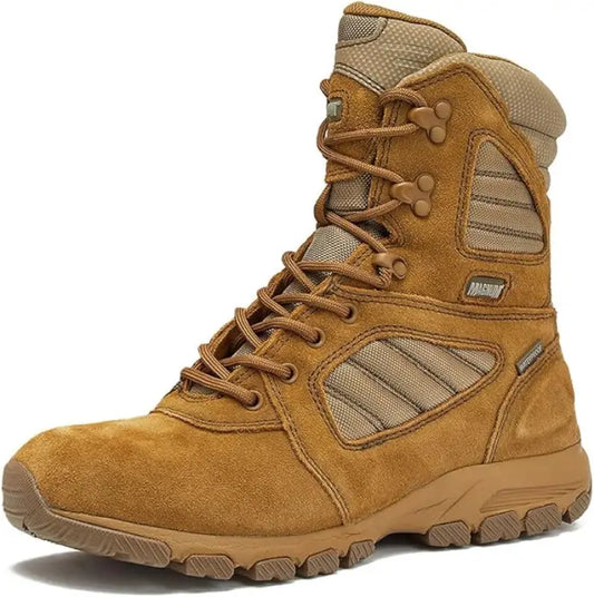 Tan suede leather work boot with MAG SHIELD for greater strength and durability