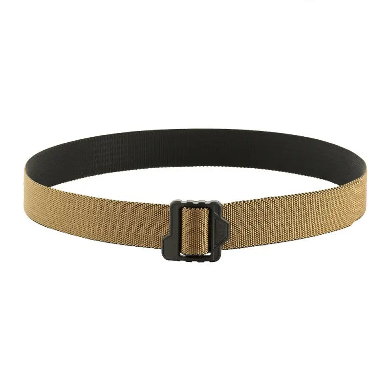 Tan M-Tac Double Sided Lite Tactical Belt with black plastic buckle for versatile usage