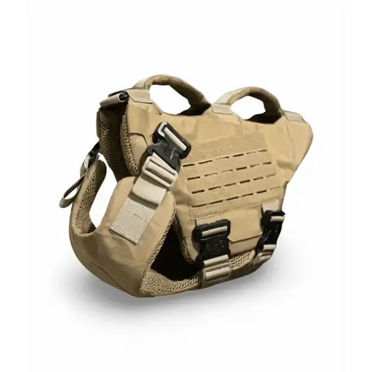 Tan Tactical Chest Rig with Buckles and MOLLE for Titan K-9 Ballistic Body Armor Vest