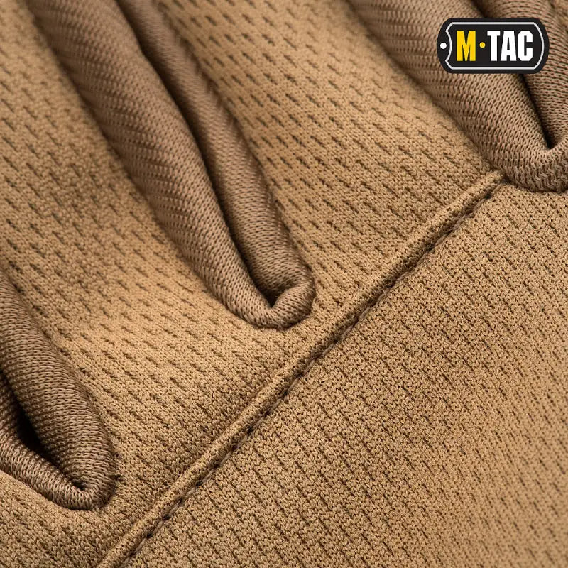 Tan M-Tac Gloves Scout Tactical with visible stitching and genuine leather fabric