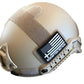 Tan RT2 Ballistic High Cut Helmet with American flag patch and rail system from Redemption Tactical