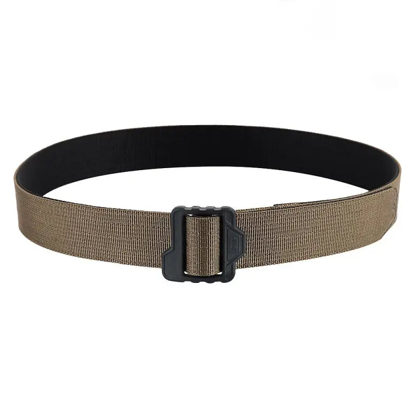 Tan M-Tac Double Duty Tactical Belt with black plastic buckle for durable support