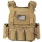 Tan tactical plate carrier with magazine pouches from CRUSADER 2.0 ARMOR KIT, lightweight body armor for large size protection