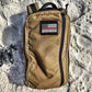 Tan tactical pouch with American flag patch on 12hr Slate Grey Backpack in 1000D Cordura