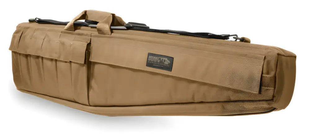 Tan Assault Systems Tactical Rifle Case featuring padded compartments and adjustable straps