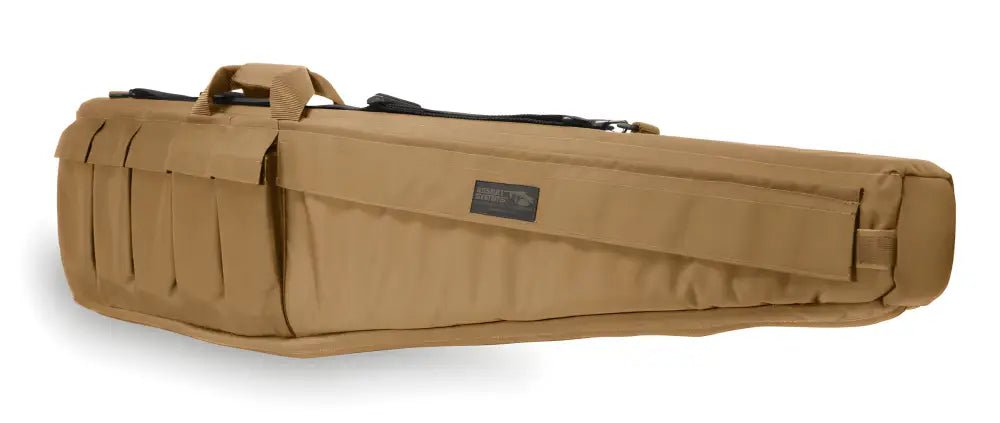 Tan Assault Systems Tactical Rifle Case featuring padded construction and carrying straps