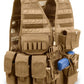 Tan MVP Commandant Tactical Holster Vest with pouches and MOLLE webbing for gear