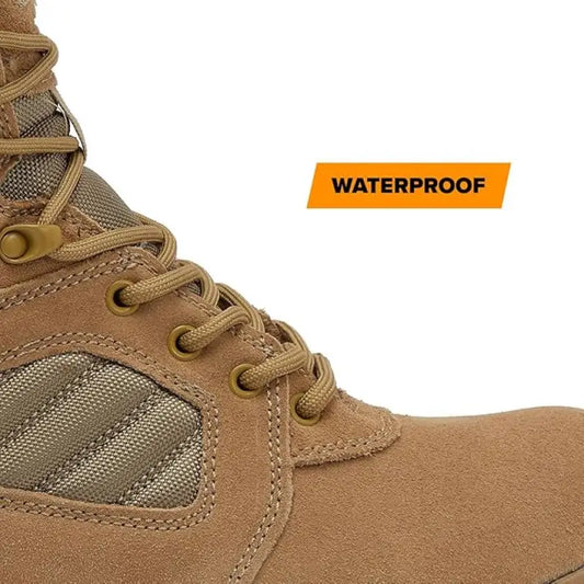 Tan waterproof tactical boot for first responders, firefighters, and police professionals