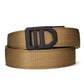 Tan woven tactical nylon gun belt with black buckle for durability and style