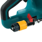 Teal Makita GEC01PL4 80V power tool with yellow and black chuck attachment, XGT® Brushless