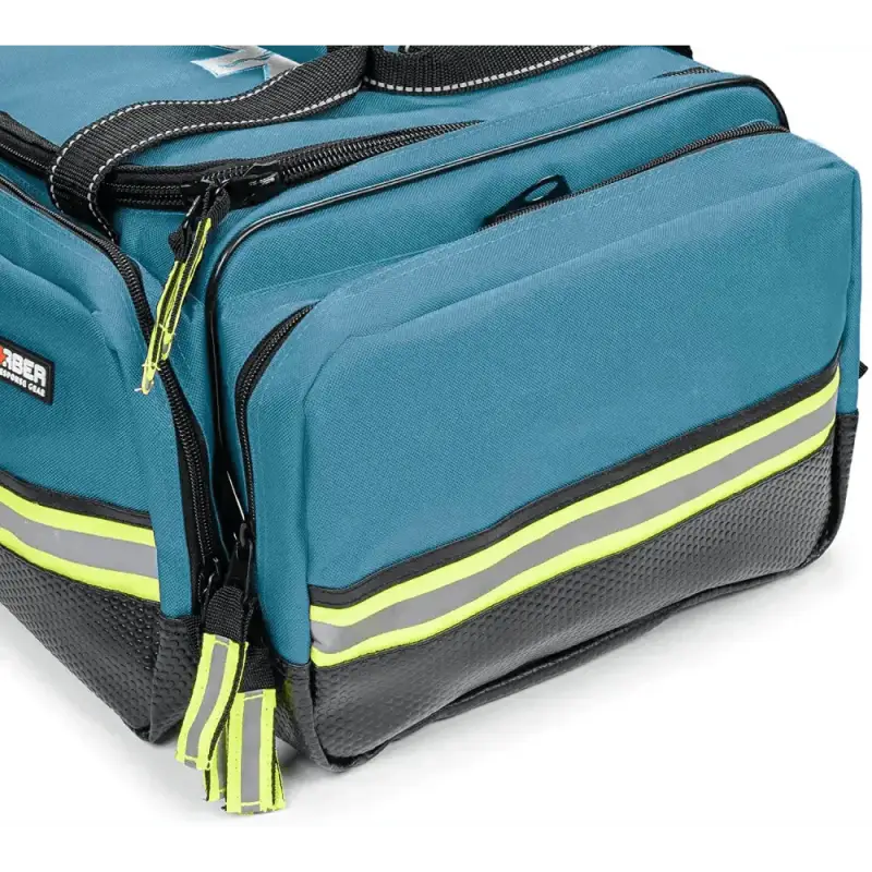 Teal medical bag with reflective stripes for Scherber Premium Responder Trauma Kit