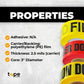 Technical specifications chart for WOD Barricade Flagging Tape used in construction zones BRC