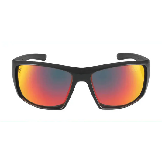 Black sports sunglasses with red-orange mirrored lenses for first responders Ten-8 Crimson