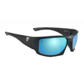 Black sports sunglasses with blue mirrored lenses for Ten-8 Guardian first responders