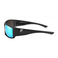 Black sports sunglasses with blue mirrored lenses for Ten-8 Guardian first responders