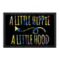 A Little Hippie A Little Hood rainbow text on black, Velcro removable patch for quick style