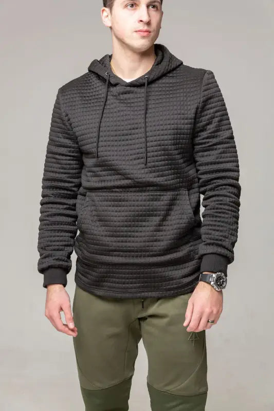 Textured Standoff Concealment Hoodie Mk.II in Midnight Black with ribbed pattern